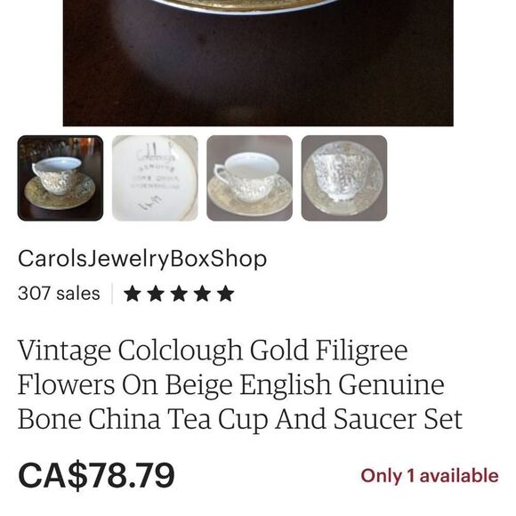 Colclough bone china teacup gold floral daisy - Picture 13 of 13